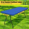 imageSmiry 2 Pack Rectangle Picnic Table Cloth Waterproof Elastic Fitted Tablecloths Washable Polyester Rectangular Patio Table Cover for Camping Indoor and Outdoor Black 30quotx72quotBlue