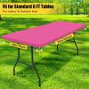 imageSmiry 2 Pack Rectangle Picnic Table Cloth Waterproof Elastic Fitted Tablecloths Washable Polyester Rectangular Patio Table Cover for Camping Indoor and Outdoor Black 30quotx72quotRose Pink
