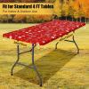imageSmiry 2 Pack Rectangle Picnic Table Cloth Waterproof Elastic Fitted Tablecloths Washable Polyester Rectangular Patio Table Cover for Camping Indoor and Outdoor Black 30quotx72quotChristmas Red