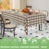 imageSmiry 3 Packs Gingham Disposable Table Cloth 54 x 108 Inch Waterproof Plastic Tablecloth Rectangle Khaki and White Checkered Table Covers for Picnic Birthday PartyBrown and White