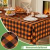 imageSmiry 3 Packs Gingham Disposable Table Cloth 54 x 108 Inch Waterproof Plastic Tablecloth Rectangle Khaki and White Checkered Table Covers for Picnic Birthday PartyBlack and Orange