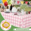 imageSmiry 3 Packs Gingham Disposable Table Cloth 54 x 108 Inch Waterproof Plastic Tablecloth Rectangle Khaki and White Checkered Table Covers for Picnic Birthday PartyPink and White