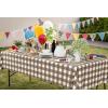 imageSmiry 3 Packs Gingham Disposable Table Cloth 54 x 108 Inch Waterproof Plastic Tablecloth Rectangle Khaki and White Checkered Table Covers for Picnic Birthday PartyBrown and White