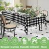 imageSmiry 3 Packs Gingham Disposable Table Cloth 54 x 108 Inch Waterproof Plastic Tablecloth Rectangle Khaki and White Checkered Table Covers for Picnic Birthday PartyBlack and White