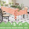 imageSmiry 3 Packs Gingham Disposable Table Cloth 54 x 108 Inch Waterproof Plastic Tablecloth Rectangle Khaki and White Checkered Table Covers for Picnic Birthday PartyOrange and White