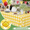 imageSmiry 3 Packs Gingham Disposable Table Cloth 54 x 108 Inch Waterproof Plastic Tablecloth Rectangle Khaki and White Checkered Table Covers for Picnic Birthday PartyYellow and White