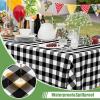 imageSmiry 3 Packs Gingham Disposable Table Cloth 54 x 108 Inch Waterproof Plastic Tablecloth Rectangle Khaki and White Checkered Table Covers for Picnic Birthday PartyBlack and White