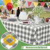 imageSmiry 3 Packs Gingham Disposable Table Cloth 54 x 108 Inch Waterproof Plastic Tablecloth Rectangle Khaki and White Checkered Table Covers for Picnic Birthday PartyGrey and White