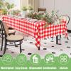 imageSmiry 3 Packs Gingham Disposable Table Cloth 54 x 108 Inch Waterproof Plastic Tablecloth Rectangle Khaki and White Checkered Table Covers for Picnic Birthday PartyRed and White