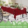 imageSmiry 3 Packs Gingham Disposable Table Cloth 54 x 108 Inch Waterproof Plastic Tablecloth Rectangle Khaki and White Checkered Table Covers for Picnic Birthday PartyBlack and Red