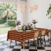 imageSmiry 3 Packs Gingham Disposable Table Cloth 54 x 108 Inch Waterproof Plastic Tablecloth Rectangle Khaki and White Checkered Table Covers for Picnic Birthday PartyBlack and Orange