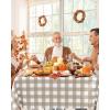 imageSmiry 3 Packs Gingham Disposable Table Cloth 54 x 108 Inch Waterproof Plastic Tablecloth Rectangle Khaki and White Checkered Table Covers for Picnic Birthday PartyKhaki and White