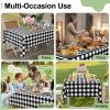 imageSmiry 3 Packs Gingham Disposable Table Cloth 54 x 108 Inch Waterproof Plastic Tablecloth Rectangle Khaki and White Checkered Table Covers for Picnic Birthday PartyBlack and White