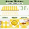 imageSmiry 3 Packs Gingham Disposable Table Cloth 54 x 108 Inch Waterproof Plastic Tablecloth Rectangle Khaki and White Checkered Table Covers for Picnic Birthday PartyYellow and White