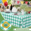 imageSmiry 3 Packs Gingham Disposable Table Cloth 54 x 108 Inch Waterproof Plastic Tablecloth Rectangle Khaki and White Checkered Table Covers for Picnic Birthday PartyTeal and White