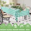 imageSmiry 3 Packs Gingham Disposable Table Cloth 54 x 108 Inch Waterproof Plastic Tablecloth Rectangle Khaki and White Checkered Table Covers for Picnic Birthday PartyTeal and White