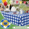 imageSmiry 3 Packs Gingham Disposable Table Cloth 54 x 108 Inch Waterproof Plastic Tablecloth Rectangle Khaki and White Checkered Table Covers for Picnic Birthday PartyBlue and White