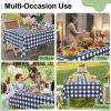 imageSmiry 3 Packs Gingham Disposable Table Cloth 54 x 108 Inch Waterproof Plastic Tablecloth Rectangle Khaki and White Checkered Table Covers for Picnic Birthday PartyNavy and White