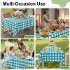 imageSmiry 3 Packs Gingham Disposable Table Cloth 54 x 108 Inch Waterproof Plastic Tablecloth Rectangle Khaki and White Checkered Table Covers for Picnic Birthday PartyTurquoise and White