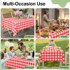 imageSmiry 3 Packs Gingham Disposable Table Cloth 54 x 108 Inch Waterproof Plastic Tablecloth Rectangle Khaki and White Checkered Table Covers for Picnic Birthday PartyRed and White