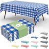 imageSmiry 3 Packs Gingham Disposable Table Cloth 54 x 108 Inch Waterproof Plastic Tablecloth Rectangle Khaki and White Checkered Table Covers for Picnic Birthday PartyBlue and White