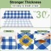 imageSmiry 3 Packs Gingham Disposable Table Cloth 54 x 108 Inch Waterproof Plastic Tablecloth Rectangle Khaki and White Checkered Table Covers for Picnic Birthday PartyBlue and White