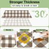 imageSmiry 3 Packs Gingham Disposable Table Cloth 54 x 108 Inch Waterproof Plastic Tablecloth Rectangle Khaki and White Checkered Table Covers for Picnic Birthday PartyBrown and White