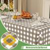 imageSmiry 3 Packs Gingham Disposable Table Cloth 54 x 108 Inch Waterproof Plastic Tablecloth Rectangle Khaki and White Checkered Table Covers for Picnic Birthday PartyKhaki and White
