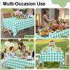 imageSmiry 3 Packs Gingham Disposable Table Cloth 54 x 108 Inch Waterproof Plastic Tablecloth Rectangle Khaki and White Checkered Table Covers for Picnic Birthday PartyTeal and White