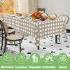 imageSmiry 3 Packs Gingham Disposable Table Cloth 54 x 108 Inch Waterproof Plastic Tablecloth Rectangle Khaki and White Checkered Table Covers for Picnic Birthday PartyKhaki and White