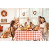 imageSmiry 3 Packs Gingham Disposable Table Cloth 54 x 108 Inch Waterproof Plastic Tablecloth Rectangle Khaki and White Checkered Table Covers for Picnic Birthday PartyOrange and White