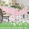 imageSmiry 3 Packs Gingham Disposable Table Cloth 54 x 108 Inch Waterproof Plastic Tablecloth Rectangle Khaki and White Checkered Table Covers for Picnic Birthday PartyPink and White
