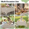 imageSmiry 3 Packs Gingham Disposable Table Cloth 54 x 108 Inch Waterproof Plastic Tablecloth Rectangle Khaki and White Checkered Table Covers for Picnic Birthday PartyKhaki and White