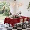 imageSmiry 3 Packs Gingham Disposable Table Cloth 54 x 108 Inch Waterproof Plastic Tablecloth Rectangle Khaki and White Checkered Table Covers for Picnic Birthday PartyBlack and Red