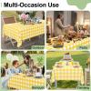 imageSmiry 3 Packs Gingham Disposable Table Cloth 54 x 108 Inch Waterproof Plastic Tablecloth Rectangle Khaki and White Checkered Table Covers for Picnic Birthday PartyYellow and White
