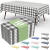 imageSmiry 3 Packs Gingham Disposable Table Cloth 54 x 108 Inch Waterproof Plastic Tablecloth Rectangle Khaki and White Checkered Table Covers for Picnic Birthday PartyGrey and White