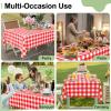 imageSmiry 3 Packs Gingham Disposable Table Cloth 54 x 108 Inch Waterproof Plastic Tablecloth Rectangle Khaki and White Checkered Table Covers for Picnic Birthday PartyRed and White