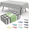 imageSmiry 3 Packs Gingham Disposable Table Cloth 54 x 108 Inch Waterproof Plastic Tablecloth Rectangle Khaki and White Checkered Table Covers for Picnic Birthday PartyGrey and White
