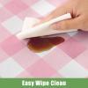 imageSmiry 3 Packs Gingham Disposable Table Cloth 54 x 108 Inch Waterproof Plastic Tablecloth Rectangle Khaki and White Checkered Table Covers for Picnic Birthday PartyPink and White