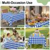 imageSmiry 3 Packs Gingham Disposable Table Cloth 54 x 108 Inch Waterproof Plastic Tablecloth Rectangle Khaki and White Checkered Table Covers for Picnic Birthday PartyBlue and White