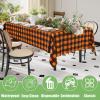 imageSmiry 3 Packs Gingham Disposable Table Cloth 54 x 108 Inch Waterproof Plastic Tablecloth Rectangle Khaki and White Checkered Table Covers for Picnic Birthday PartyBlack and Orange