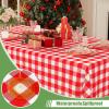imageSmiry 3 Packs Gingham Disposable Table Cloth 54 x 108 Inch Waterproof Plastic Tablecloth Rectangle Khaki and White Checkered Table Covers for Picnic Birthday PartyRed and White