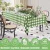 imageSmiry 3 Packs Gingham Disposable Table Cloth 54 x 108 Inch Waterproof Plastic Tablecloth Rectangle Khaki and White Checkered Table Covers for Picnic Birthday PartySage Green and White