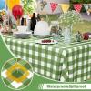 imageSmiry 3 Packs Gingham Disposable Table Cloth 54 x 108 Inch Waterproof Plastic Tablecloth Rectangle Khaki and White Checkered Table Covers for Picnic Birthday PartySage Green and White