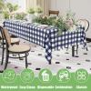 imageSmiry 3 Packs Gingham Disposable Table Cloth 54 x 108 Inch Waterproof Plastic Tablecloth Rectangle Khaki and White Checkered Table Covers for Picnic Birthday PartyNavy and White