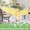 imageSmiry 3 Packs Gingham Disposable Table Cloth 54 x 108 Inch Waterproof Plastic Tablecloth Rectangle Khaki and White Checkered Table Covers for Picnic Birthday PartyYellow and White