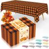 imageSmiry Disposable Table Cloth 12 Pack 84 Inch Round Waterproof Plastic Tablecloth Decorative Rectangle Table Covers for Party Birthday Picnic WhiteBlack and Orange