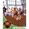 imageSmiry Disposable Table Cloth 12 Pack 84 Inch Round Waterproof Plastic Tablecloth Decorative Rectangle Table Covers for Party Birthday Picnic WhiteBlack and Orange