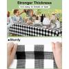 imageSmiry Disposable Table Cloth 12 Pack 84 Inch Round Waterproof Plastic Tablecloth Decorative Rectangle Table Covers for Party Birthday Picnic WhiteBlack and White