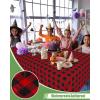 imageSmiry Disposable Table Cloth 12 Pack 84 Inch Round Waterproof Plastic Tablecloth Decorative Rectangle Table Covers for Party Birthday Picnic WhiteBlack and Red